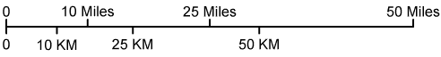 West Virginia map scale of miles