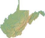 West Virginia relief map